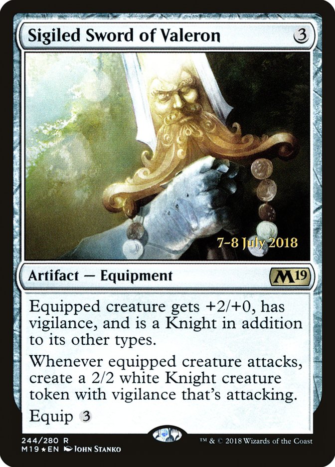 Sigiled Sword of Valeron [Core Set 2019 Prerelease Promos] | Gear Gaming Fayetteville