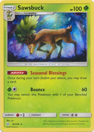 Sawsbuck (16/236) (Build & Battle Box Exclusive) [Sun & Moon: Cosmic Eclipse] | Gear Gaming Fayetteville