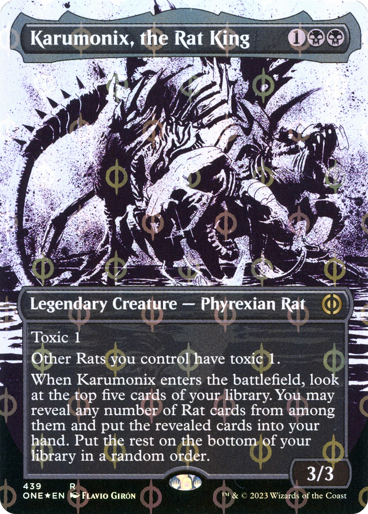 Karumonix, the Rat King (Borderless Ichor Step-and-Compleat Foil) [Phyrexia: All Will Be One] | Gear Gaming Fayetteville