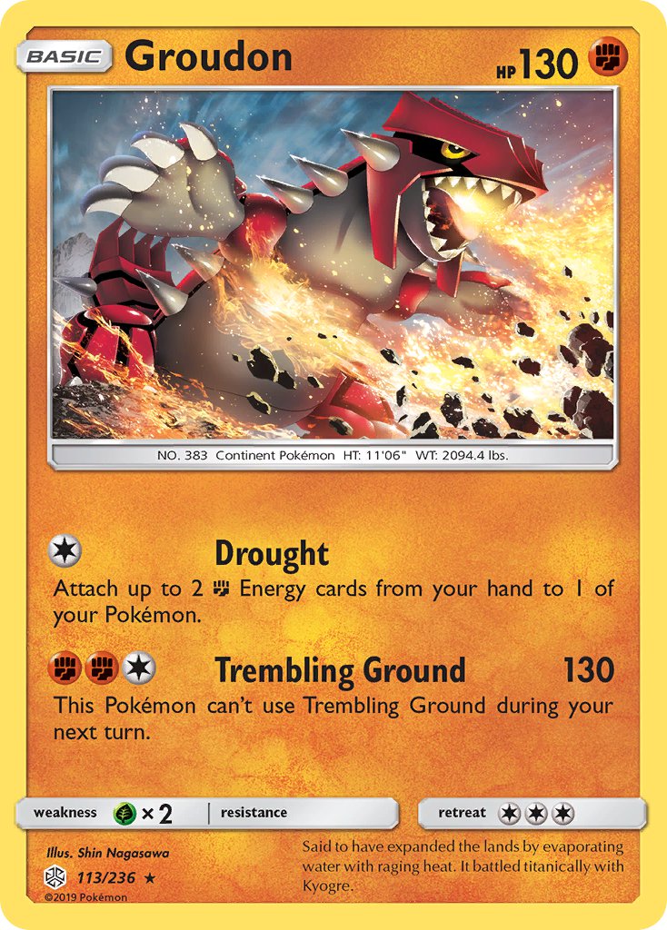 Groudon (113/236) (Cracked Ice Holo) (Theme Deck Exclusive) [Sun & Moon: Cosmic Eclipse] | Gear Gaming Fayetteville