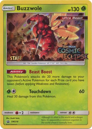 Buzzwole (SM218) (Staff Prerelease Promo) [Sun & Moon: Black Star Promos] | Gear Gaming Fayetteville