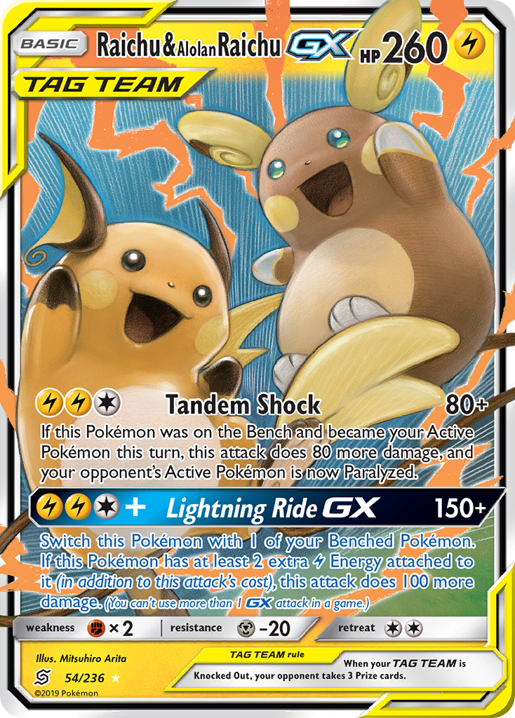 Raichu & Alolan Raichu GX (54/236) [Sun & Moon: Unified Minds] | Gear Gaming Fayetteville