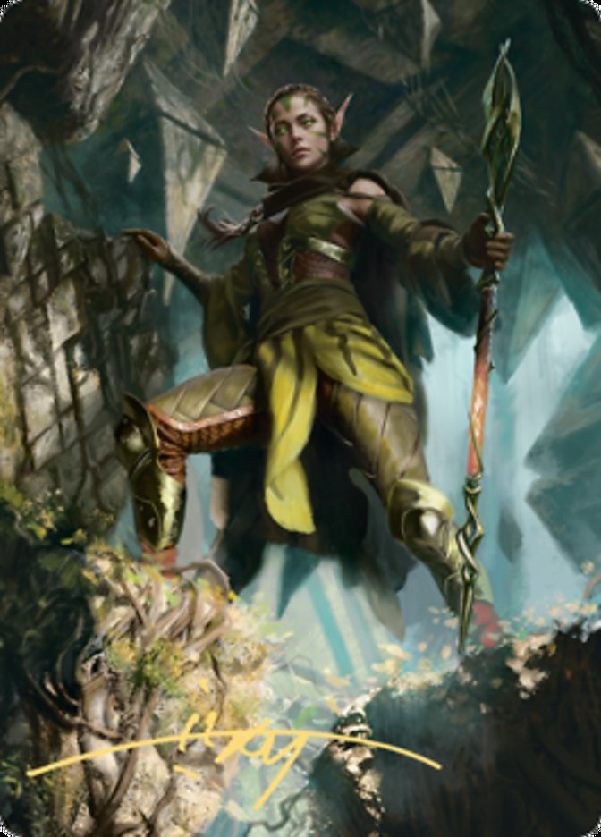 Nissa of Shadowed Boughs 1 Art Card (Gold-Stamped Signature) [Zendikar Rising Art Series] | Gear Gaming Fayetteville