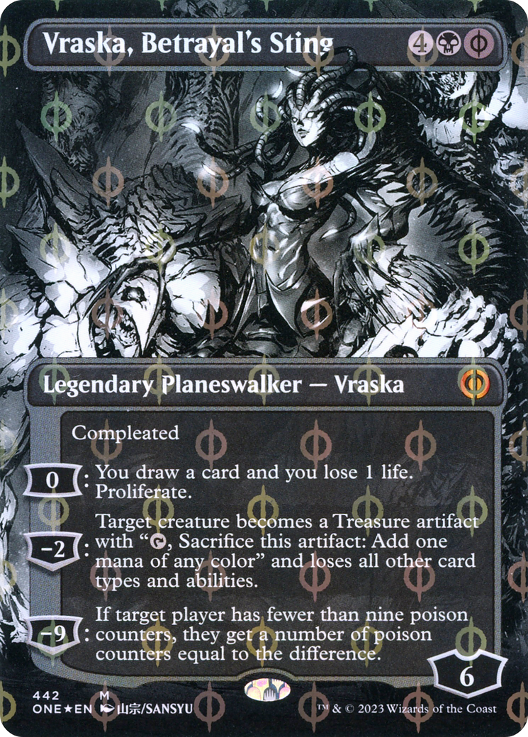 Vraska, Betrayal's Sting (Borderless Manga Step-and-Compleat Foil) [Phyrexia: All Will Be One] | Gear Gaming Fayetteville