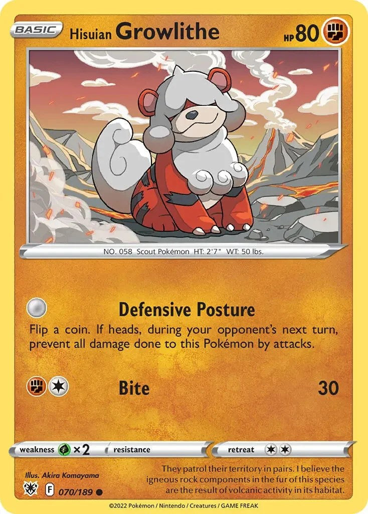 Hisuian Growlithe (070/189) (Theme Deck Exclusive) [Sword & Shield: Astral Radiance] | Gear Gaming Fayetteville