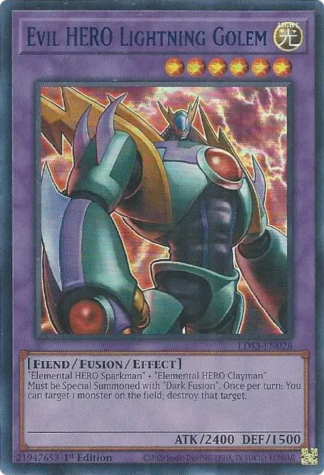 Evil HERO Lightning Golem (Blue) [LDS3-EN028] Ultra Rare | Gear Gaming Fayetteville