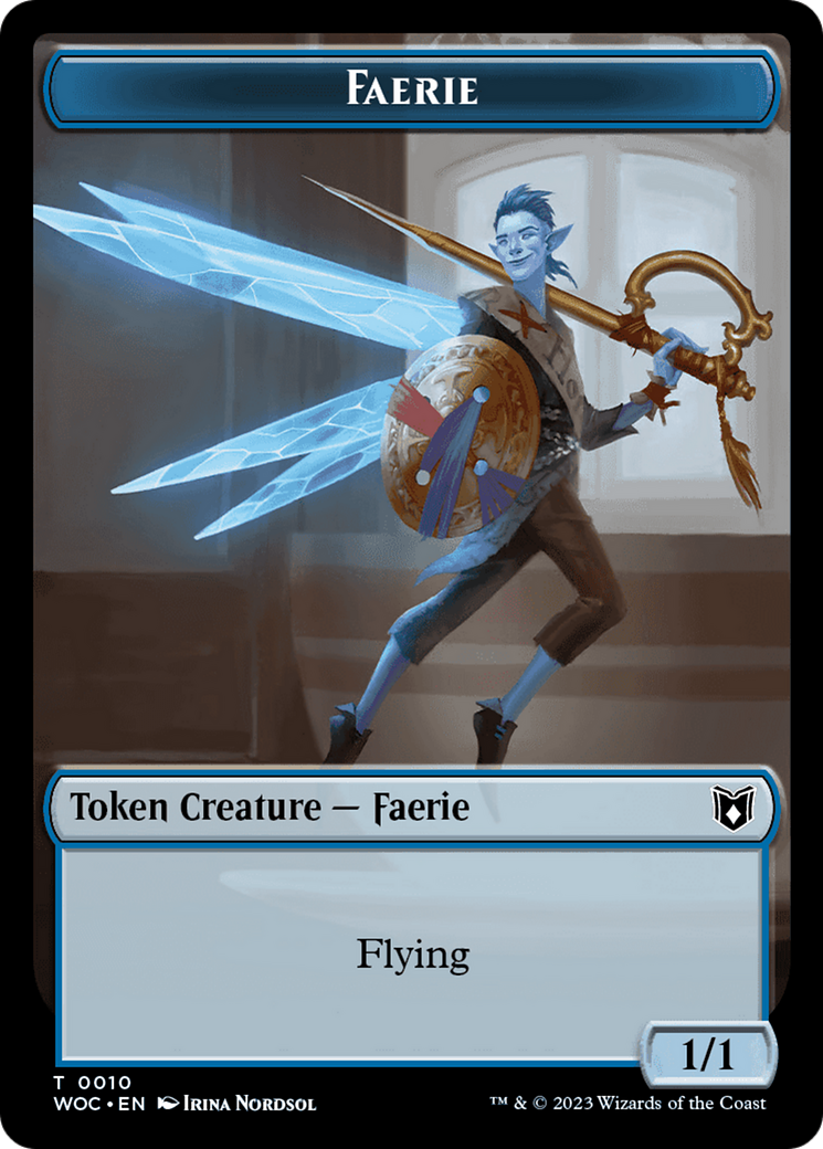 Faerie // Saproling Double-Sided Token [Wilds of Eldraine Commander Tokens] | Gear Gaming Fayetteville