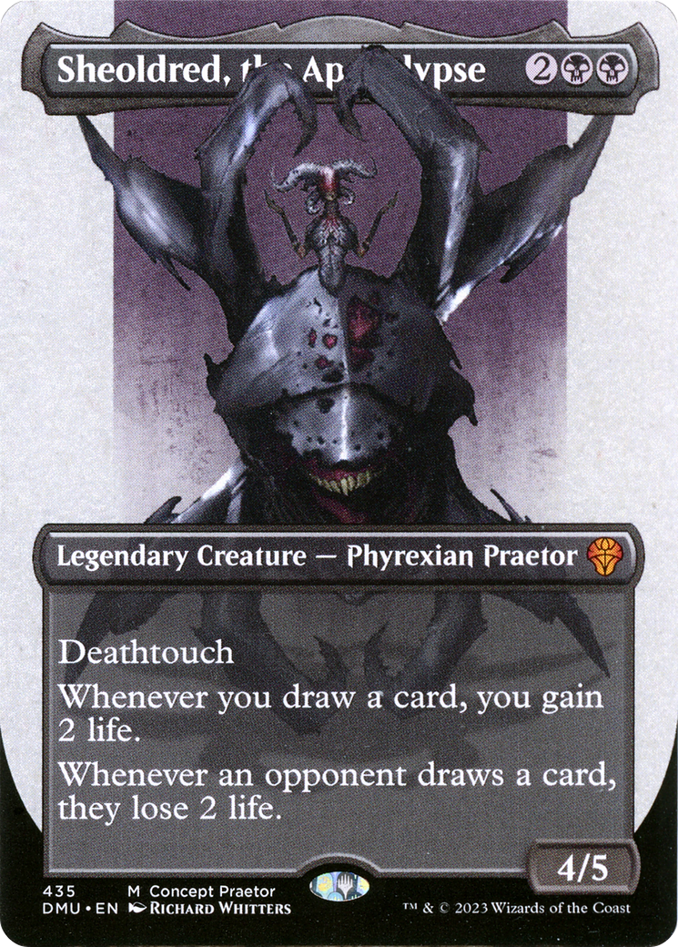 Sheoldred, the Apocalypse (Borderless Concept Praetors) [Phyrexia: All Will Be One] | Gear Gaming Fayetteville