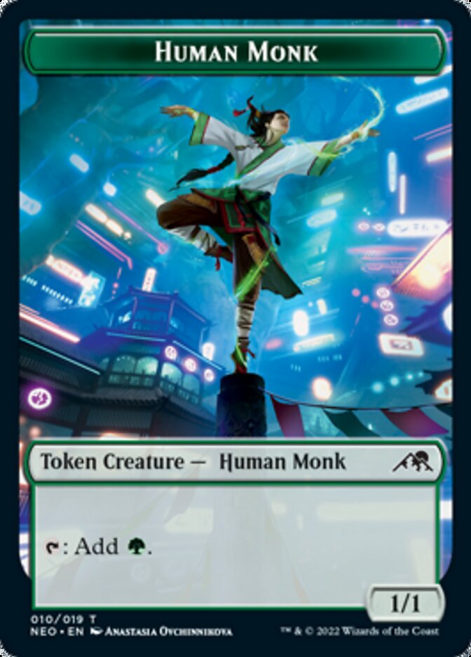 Spirit (002) // Human Monk Double-Sided Token [Kamigawa: Neon Dynasty Tokens] | Gear Gaming Fayetteville