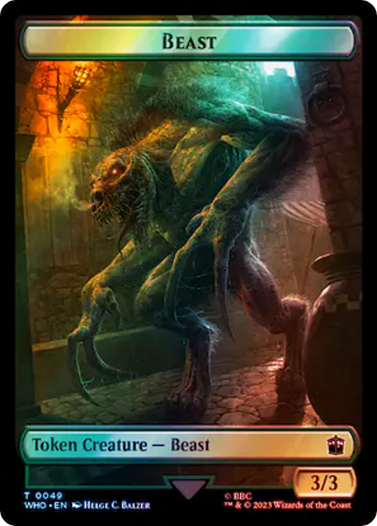 Soldier // Beast Double-Sided Token (Surge Foil) [Doctor Who Tokens] | Gear Gaming Fayetteville