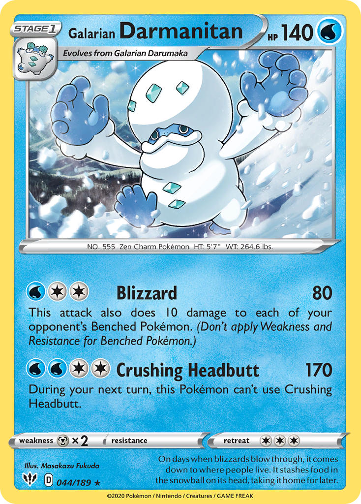 Galarian Darmanitan (044/189) (Cracked Ice Holo) (Theme Deck Exclusive) [Sword & Shield: Darkness Ablaze] | Gear Gaming Fayetteville