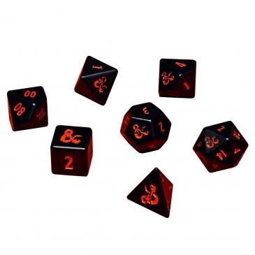 Dungeons & Dragons Heavy Metal - Poly Black and Red Dice Set (7) | Gear Gaming Fayetteville