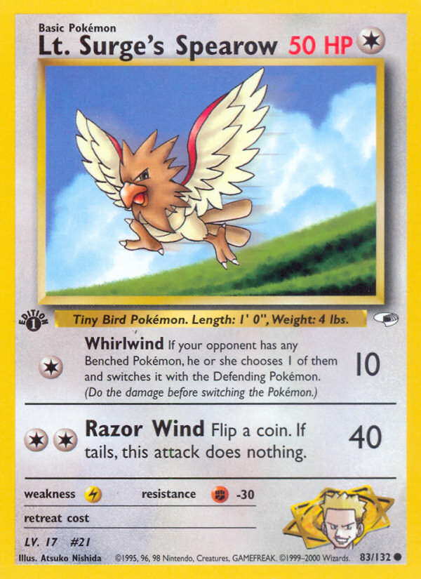 Lt. Surge's Spearow (83/132) [Gym Heroes 1st Edition] | Gear Gaming Fayetteville