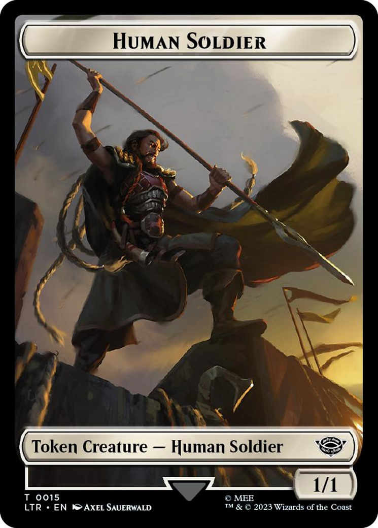 Human Soldier (0015) // Food (0022) Double-Sided Token (Surge Foil) [The Lord of the Rings: Tales of Middle-Earth Tokens] | Gear Gaming Fayetteville