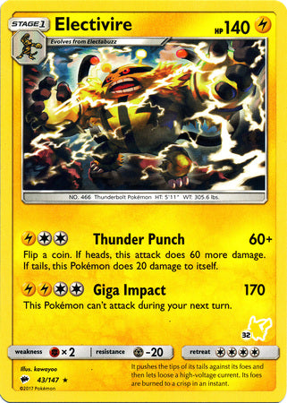 Electivire (43/147) (Pikachu Stamp #32) [Battle Academy 2020] | Gear Gaming Fayetteville