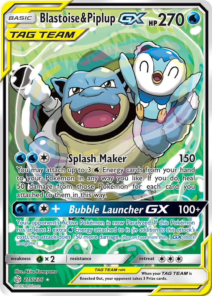 Blastoise & Piplup GX (215/236) [Sun & Moon: Cosmic Eclipse] | Gear Gaming Fayetteville