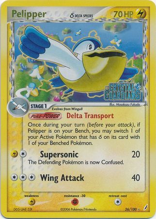Pelipper (26/100) (Delta Species) (Stamped) [EX: Crystal Guardians] | Gear Gaming Fayetteville