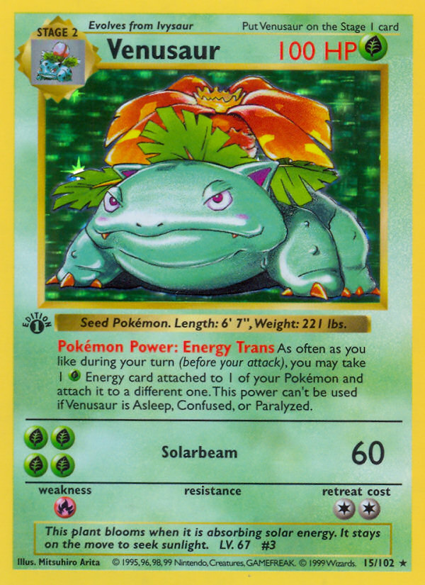 Venusaur (15/102) (Shadowless) [Base Set 1st Edition] | Gear Gaming Fayetteville