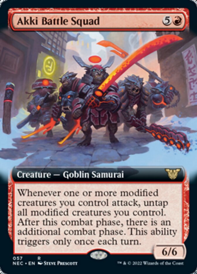 Akki Battle Squad (Extended Art) [Kamigawa: Neon Dynasty Commander] | Gear Gaming Fayetteville