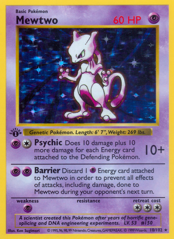 Mewtwo (10/102) (Shadowless) [Base Set 1st Edition] | Gear Gaming Fayetteville