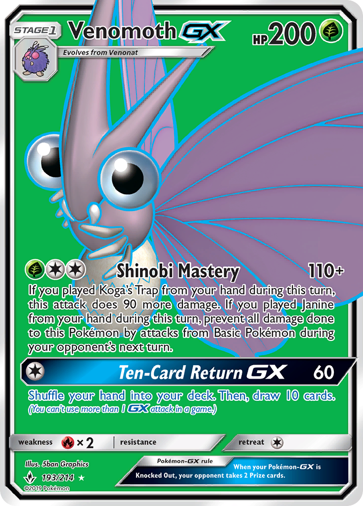 Venomoth GX (193/214) [Sun & Moon: Unbroken Bonds] | Gear Gaming Fayetteville