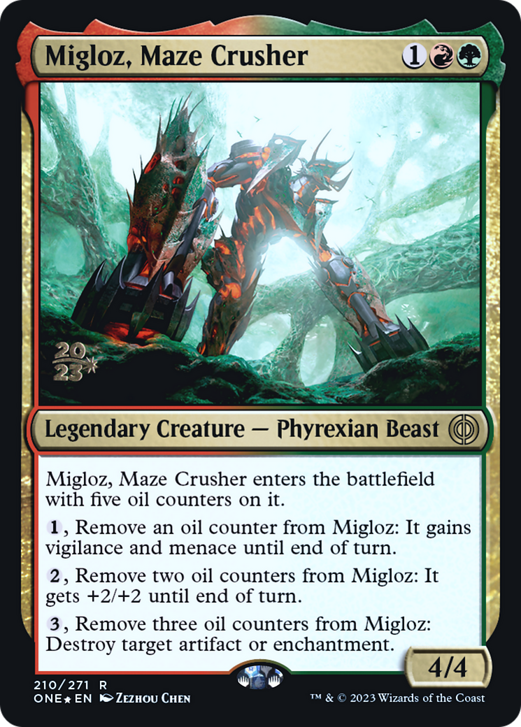 Migloz, Maze Crusher [Phyrexia: All Will Be One Prerelease Promos] | Gear Gaming Fayetteville