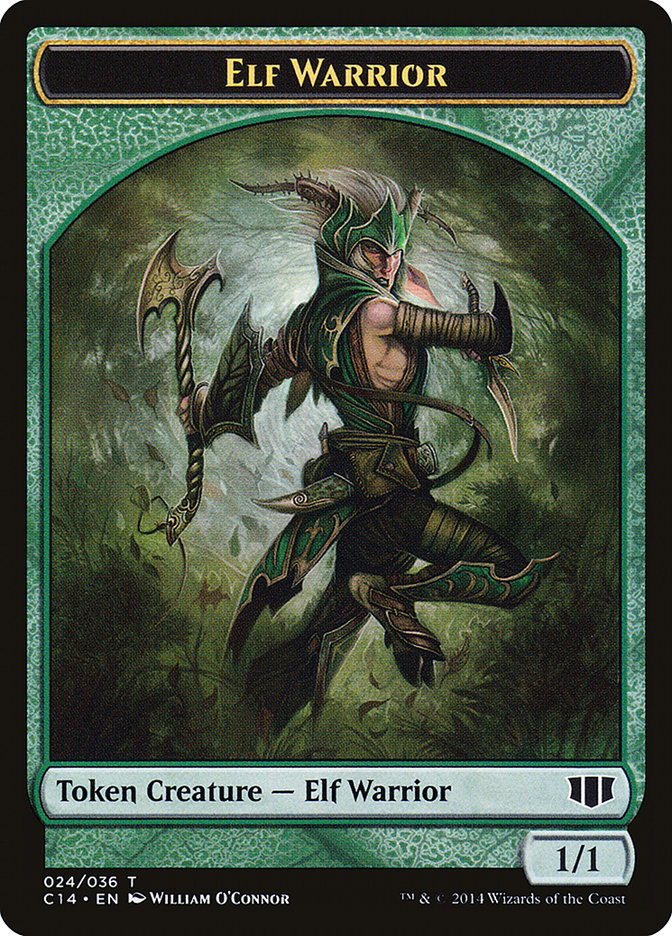 Elephant // Elf Warrior Double-Sided Token [Commander 2014 Tokens] | Gear Gaming Fayetteville