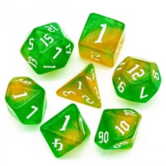 Green/Yellow Glitter 7pcs Dice Set | Gear Gaming Fayetteville