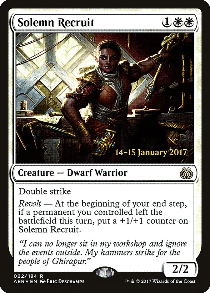 Solemn Recruit [Aether Revolt Prerelease Promos] | Gear Gaming Fayetteville