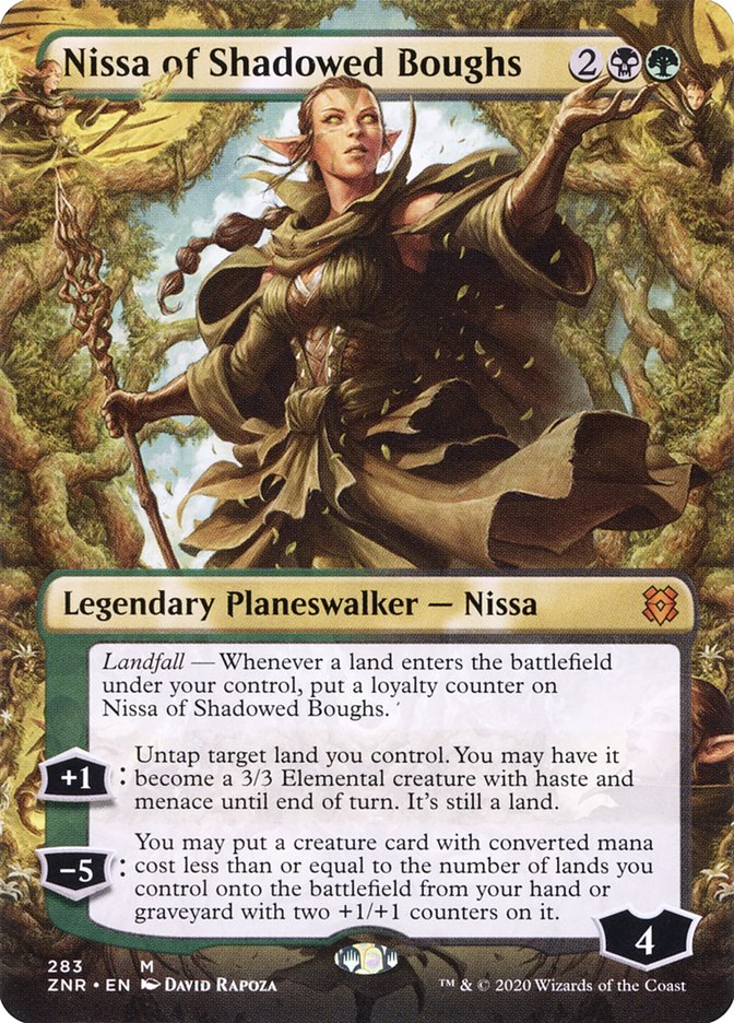 Nissa of Shadowed Boughs (Borderless) [Zendikar Rising] | Gear Gaming Fayetteville