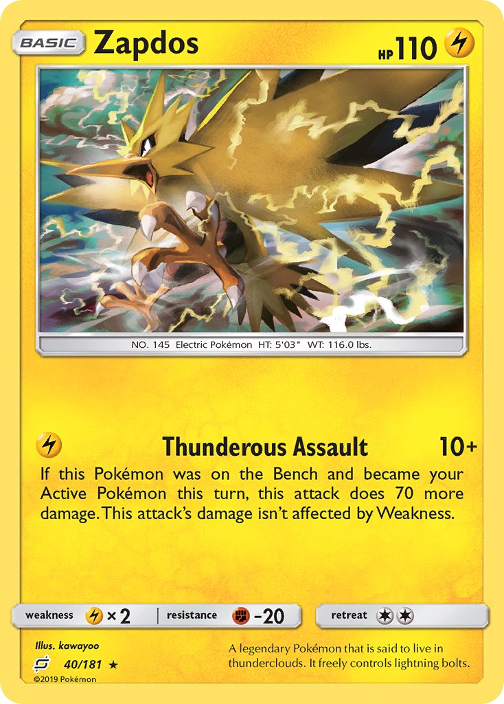 Zapdos (40/181) (Theme Deck Exclusive) [Sun & Moon: Team Up] | Gear Gaming Fayetteville