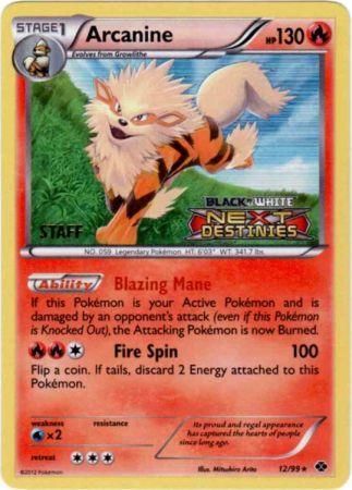 Arcanine (12/99) (Staff Prerelease Promo) [Black & White: Black Star Promos] | Gear Gaming Fayetteville