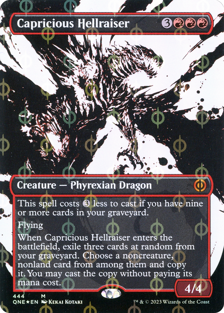 Capricious Hellraiser (Borderless Ichor Step-and-Compleat Foil) [Phyrexia: All Will Be One] | Gear Gaming Fayetteville