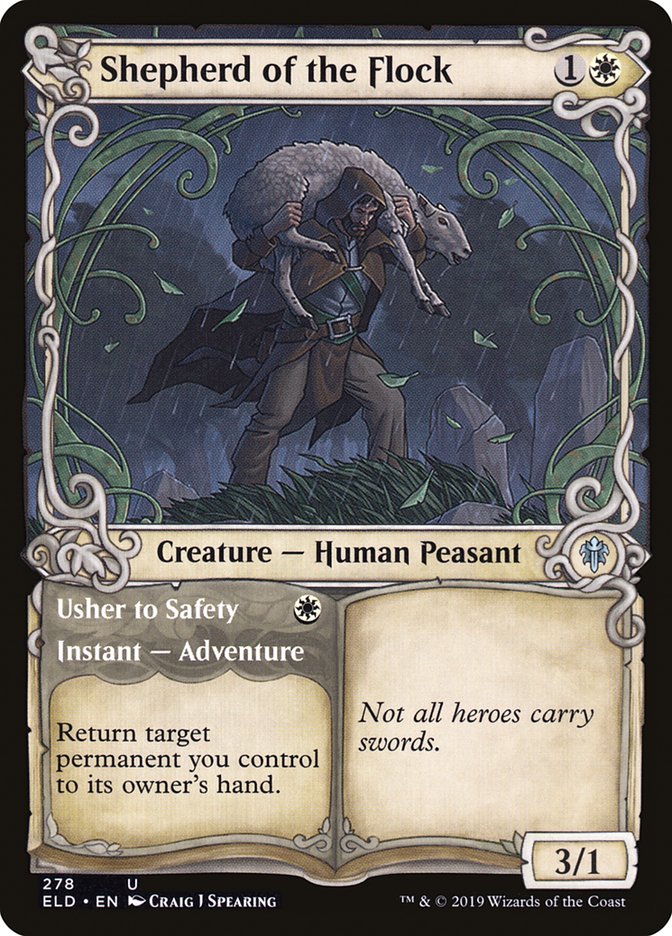 Shepherd of the Flock // Usher to Safety (Showcase) [Throne of Eldraine] | Gear Gaming Fayetteville