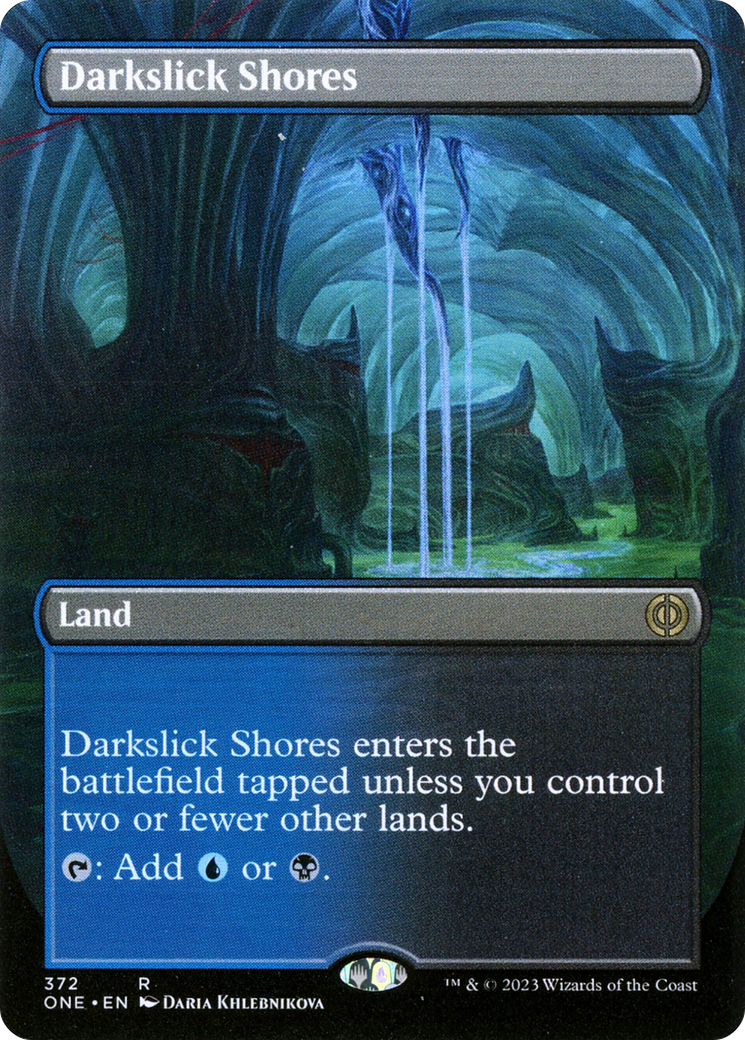 Darkslick Shores (Borderless Alternate Art) [Phyrexia: All Will Be One] | Gear Gaming Fayetteville