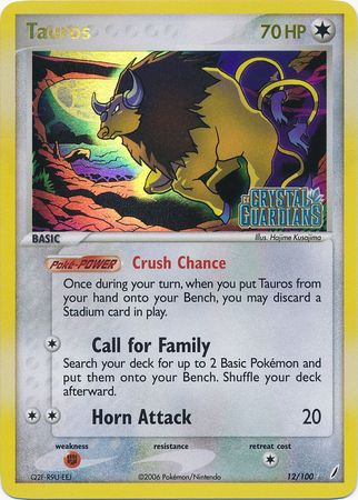 Tauros (12/100) (Stamped) [EX: Crystal Guardians] | Gear Gaming Fayetteville