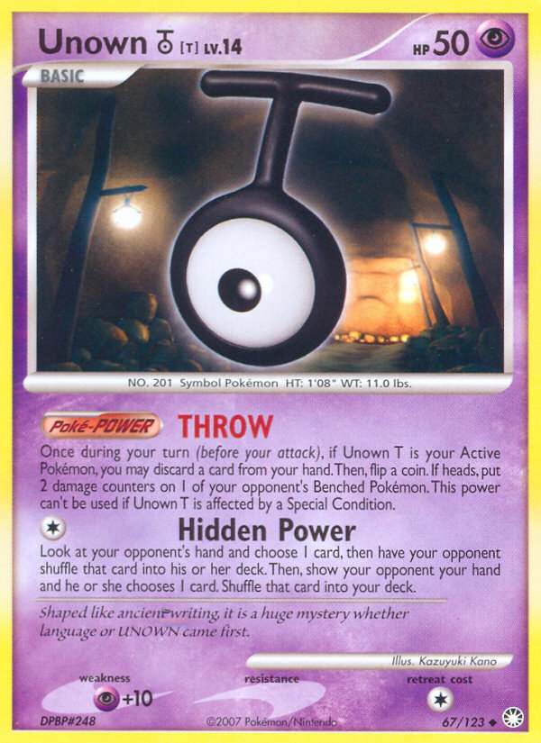 Unown T (67/123) [Diamond & Pearl: Mysterious Treasures] | Gear Gaming Fayetteville