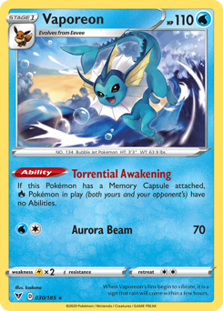 Vaporeon (030/185) [Sword & Shield: Vivid Voltage] | Gear Gaming Fayetteville