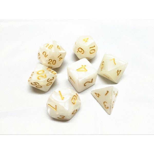 White Pearl 7pcs Dice Set | Gear Gaming Fayetteville