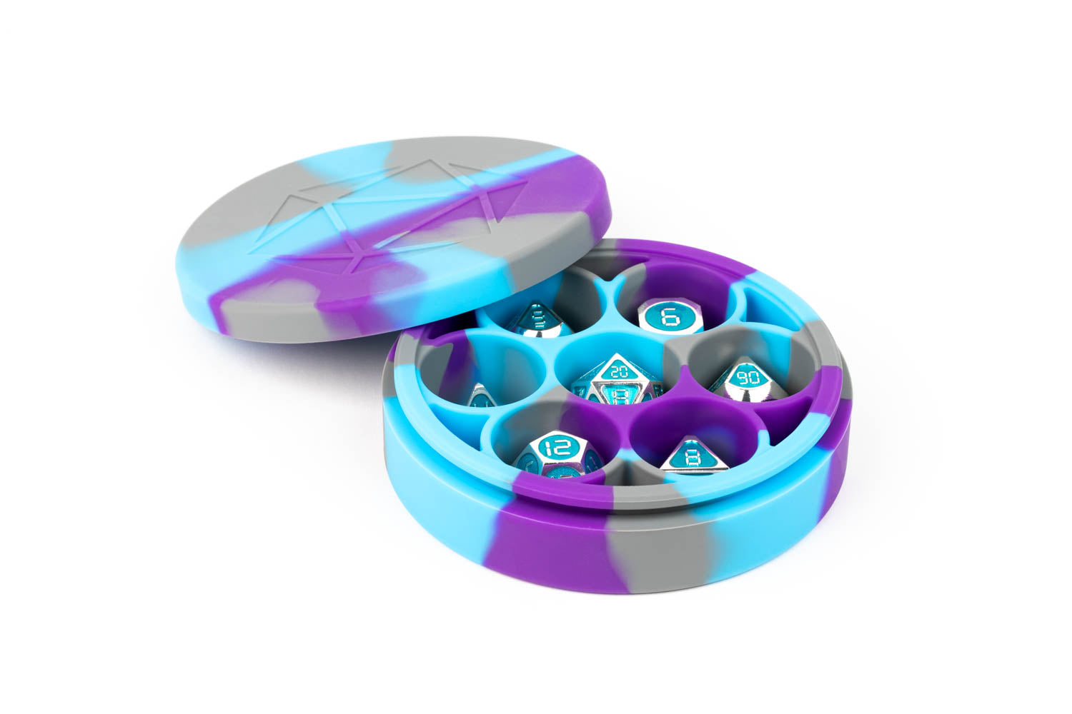 Silicone Round Dice Case Purple/Gray/Light Blue | Gear Gaming Fayetteville