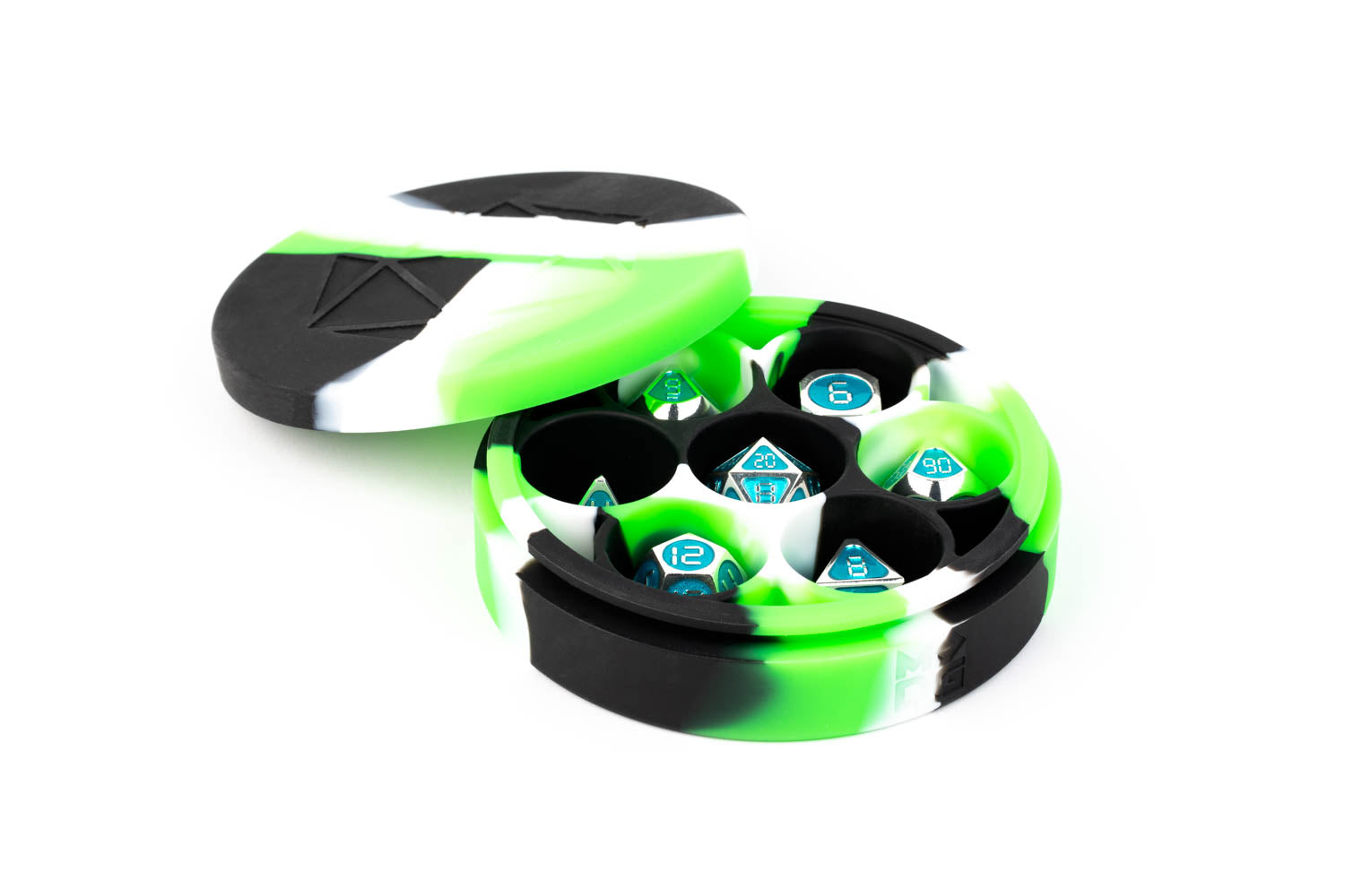 Silicone Round Dice Case Green/Black/White | Gear Gaming Fayetteville