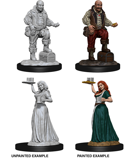 Pathfinder Unpainted Miniatures - Merchants (Serving Girl/Merchant) | Gear Gaming Fayetteville