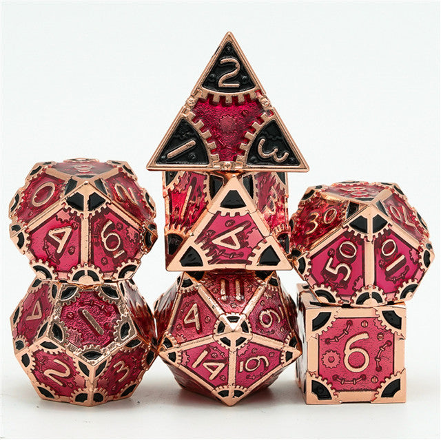 Udixi Steampunk Red/Black Metal Dice Set | Gear Gaming Fayetteville