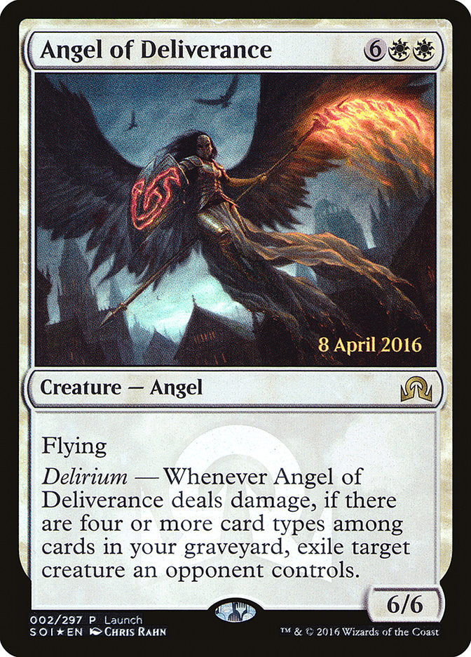 Angel of Deliverance (Launch) [Shadows over Innistrad Promos] | Gear Gaming Fayetteville