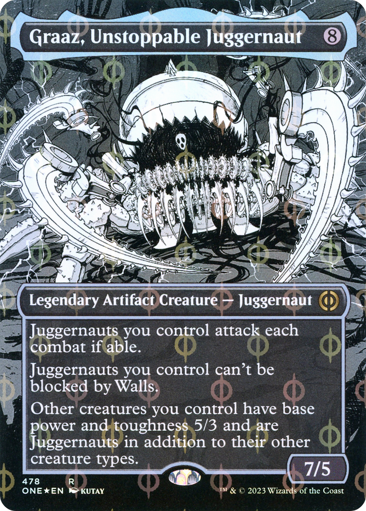 Graaz, Unstoppable Juggernaut (Borderless Manga Step-and-Compleat Foil) [Phyrexia: All Will Be One] | Gear Gaming Fayetteville