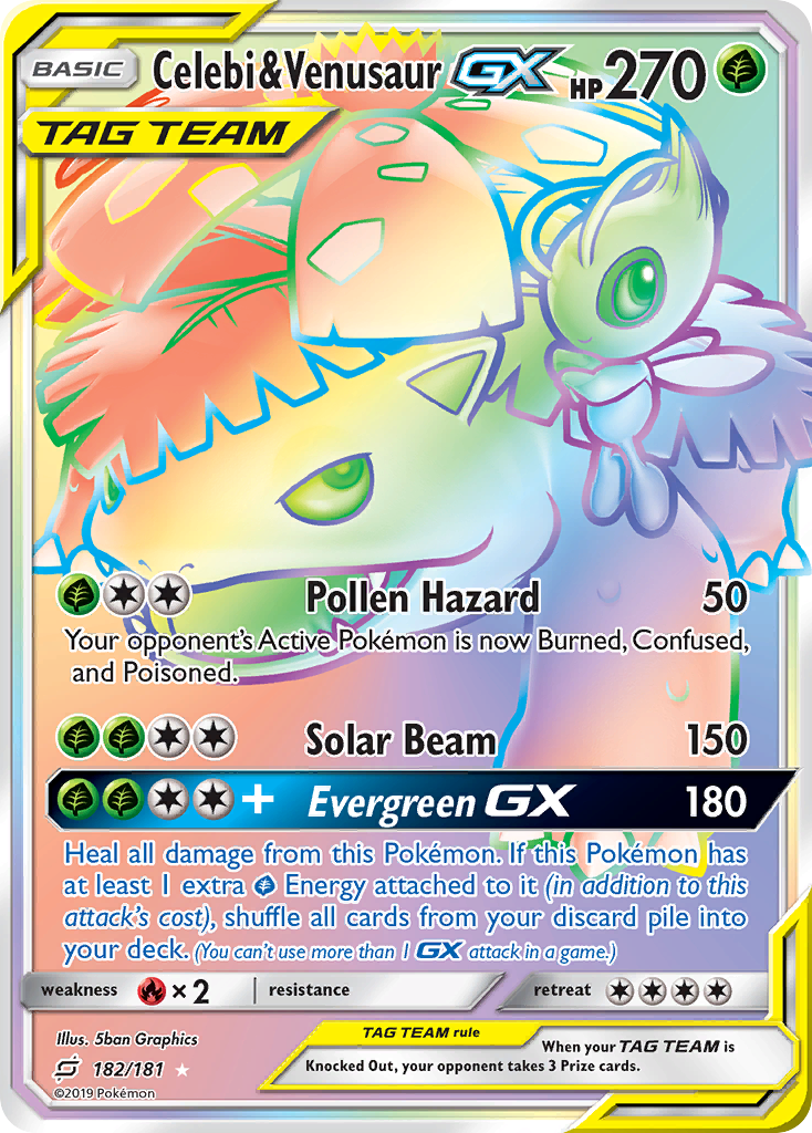 Celebi & Venusaur GX (182/181) [Sun & Moon: Team Up] | Gear Gaming Fayetteville