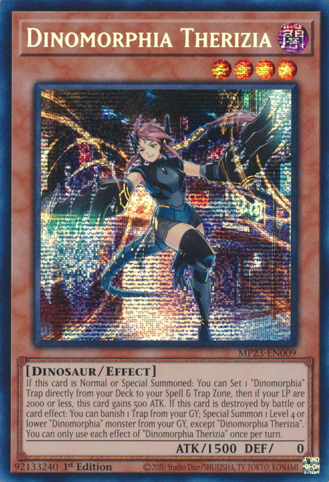 Dinomorphia Therizia [MP23-EN009] Prismatic Secret Rare | Gear Gaming Fayetteville