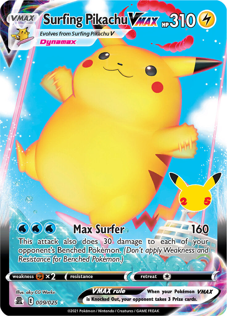 Surfing Pikachu VMAX (009/025) [Celebrations: 25th Anniversary] | Gear Gaming Fayetteville