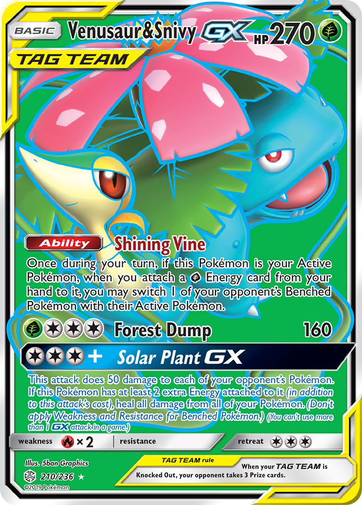 Venusaur & Snivy GX (210/236) [Sun & Moon: Cosmic Eclipse] | Gear Gaming Fayetteville