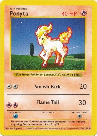 Ponyta (60/102) [Base Set Shadowless Unlimited] | Gear Gaming Fayetteville